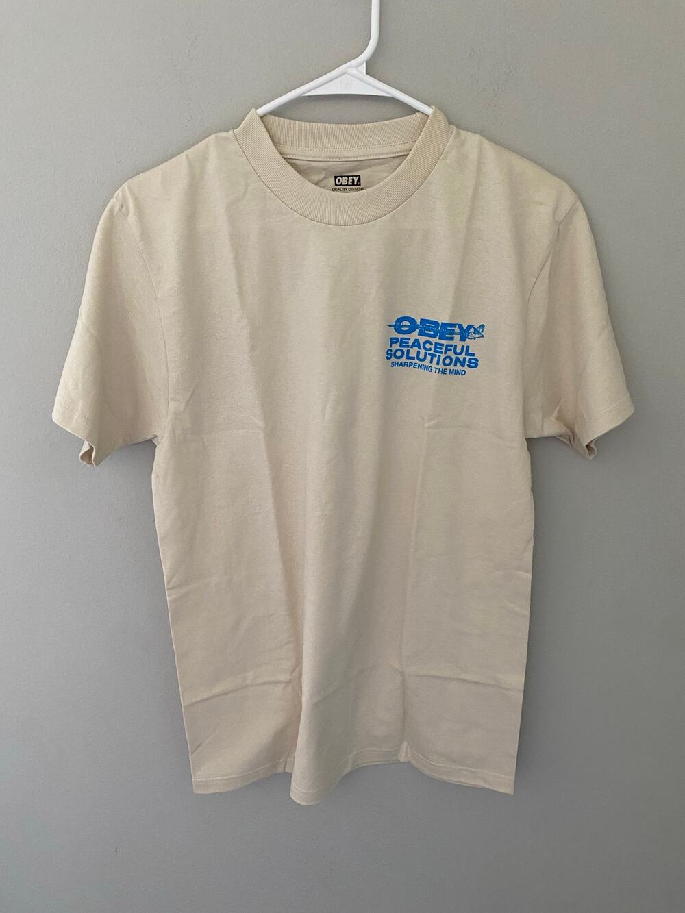 New Obey Clothing Peaceful Solutions Front Back Graphic Tee, Size Small